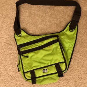 Neon green messenger bag